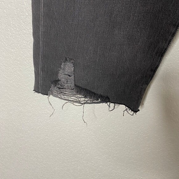 Frame Imaan X Frame Womens Charcoal Gray Mid Rise Denim Ripped Bermuda Shorts 25 - Picture 5 of 14